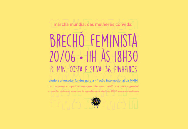 Brechó feminista acontecerá dia 20 e arrecada fundos para ação de mulheres