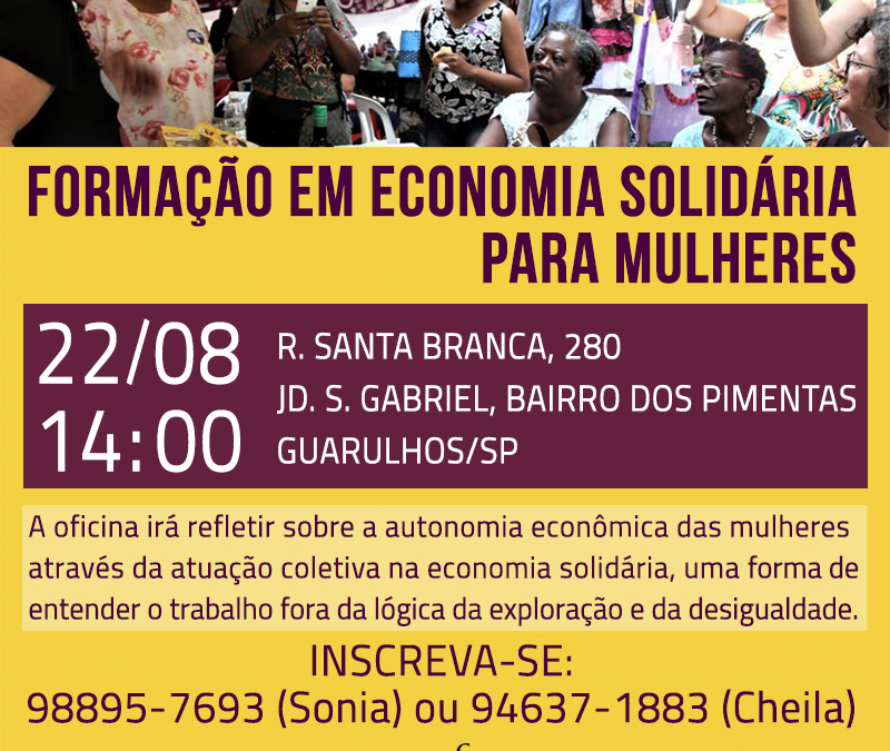 Guarulhos terá tarde de oficina sobre economia solidária para mulheres