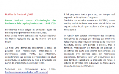 Boletim: Notícias da Frente nº 1/2019
